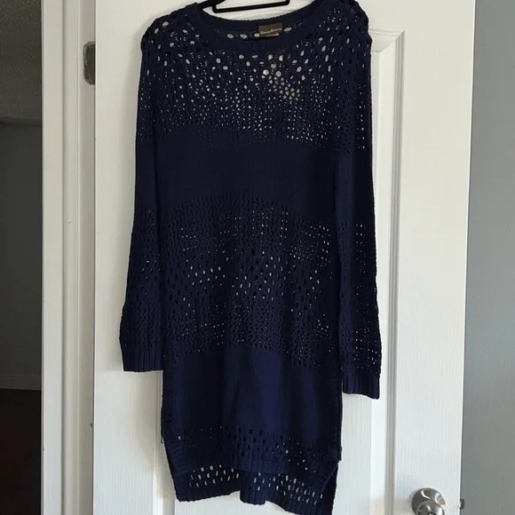 Navy Blue Tommy Bahama Sweater Dress XL soft stretchy comfortable - Picture 4 of 15